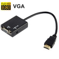 Cable de conversión de vídeo con salida de audio HDMI a VGA + de 26 cm con cable de audio de 3,5 mm, compatible con Full HD 1080P, Length: 26cm