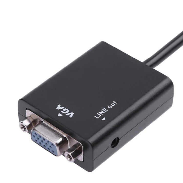 Cable de conversión de vídeo con salida de audio HDMI a VGA + de 26 cm con cable de audio de 3,5 mm, compatible con Full HD 1080P, Length: 26cm