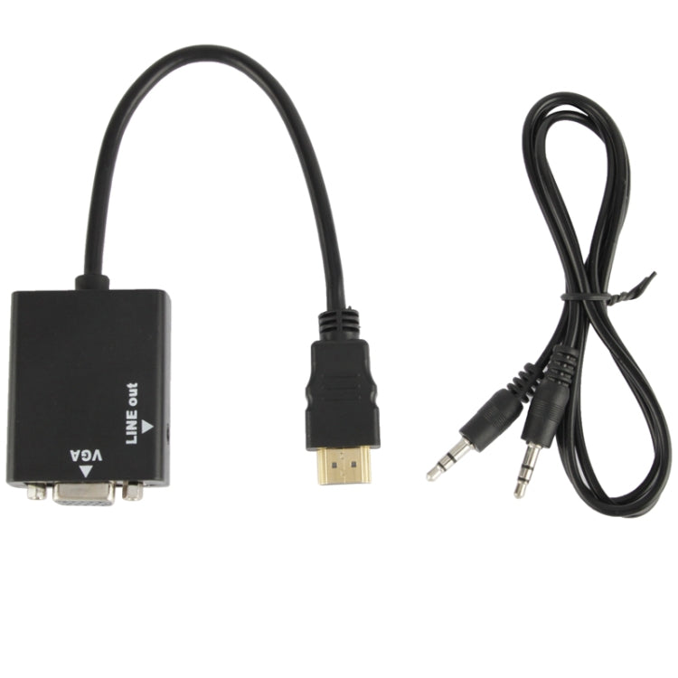 Cable de conversión de vídeo con salida de audio HDMI a VGA + de 26 cm con cable de audio de 3,5 mm, compatible con Full HD 1080P, Length: 26cm