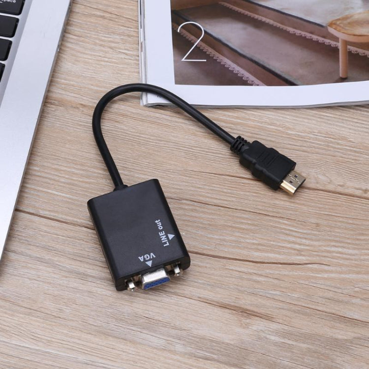 Cable de conversión de vídeo con salida de audio HDMI a VGA + de 26 cm con cable de audio de 3,5 mm, compatible con Full HD 1080P, Length: 26cm