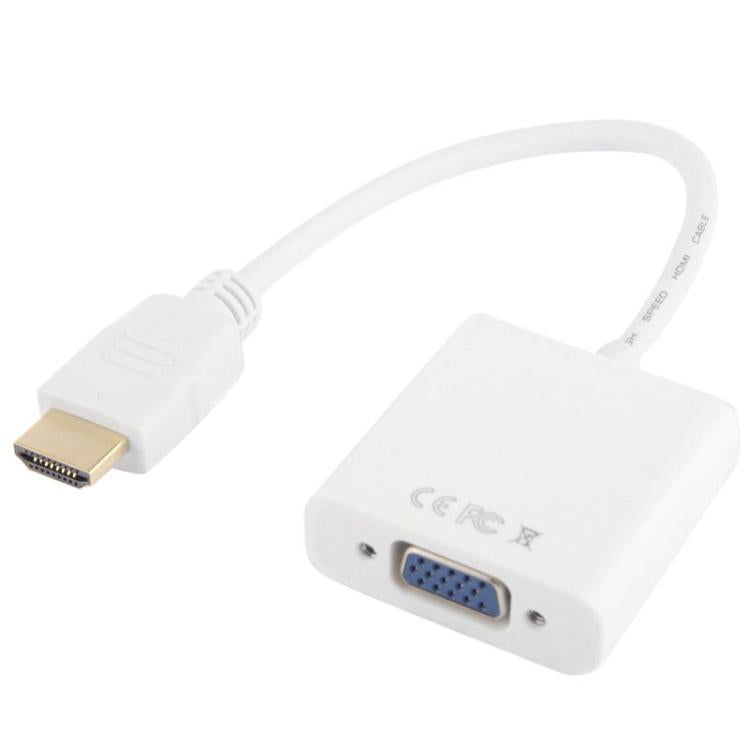 24 cm Full HD 1080P HDMI a VGA + Cable de salida de audio para computadora / DVD / decodificador digital / computadora portátil / teléfono móvil / reproductor multimedia, Length: 24cm, Length: 24cm(White)