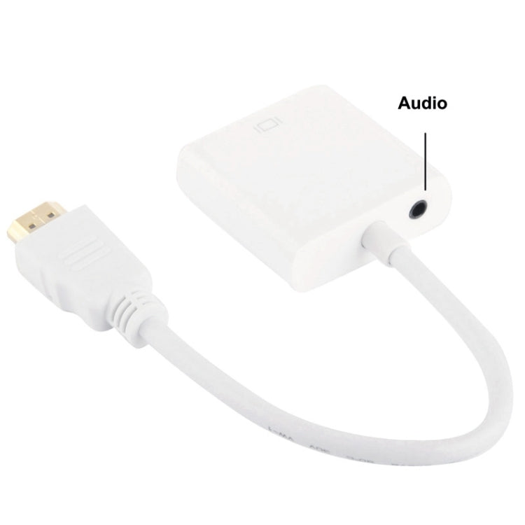 24 cm Full HD 1080P HDMI a VGA + Cable de salida de audio para computadora / DVD / decodificador digital / computadora portátil / teléfono móvil / reproductor multimedia, Length: 24cm, Length: 24cm(White)
