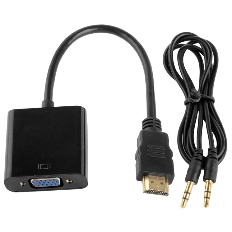 24 cm Full HD 1080P HDMI a VGA + Cable de salida de audio para computadora / DVD / decodificador digital / computadora portátil / teléfono móvil / reproductor multimedia, Length: 24cm, Length: 24cm(White)