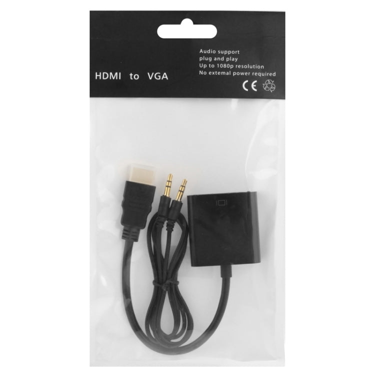 24 cm Full HD 1080P HDMI a VGA + Cable de salida de audio para computadora / DVD / decodificador digital / computadora portátil / teléfono móvil / reproductor multimedia, Length: 24cm, Length: 24cm(White)