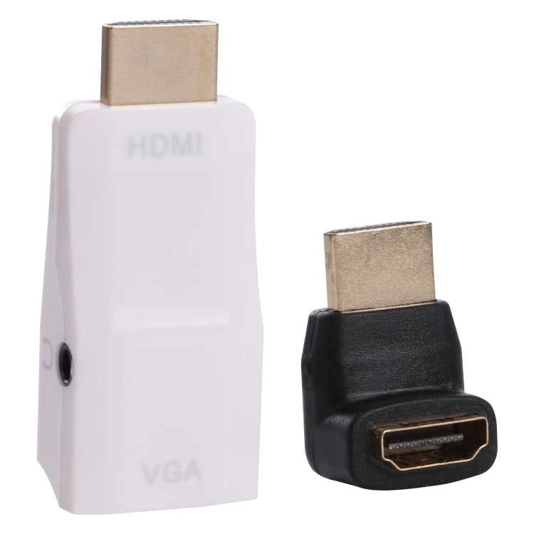 Adaptador convertidor de audio Full HD 1080P HDMI a VGA + para computadora portátil / STB / DVD / HDTV (con adaptador HDMI hembra a macho), HDMI to VGA + Audio