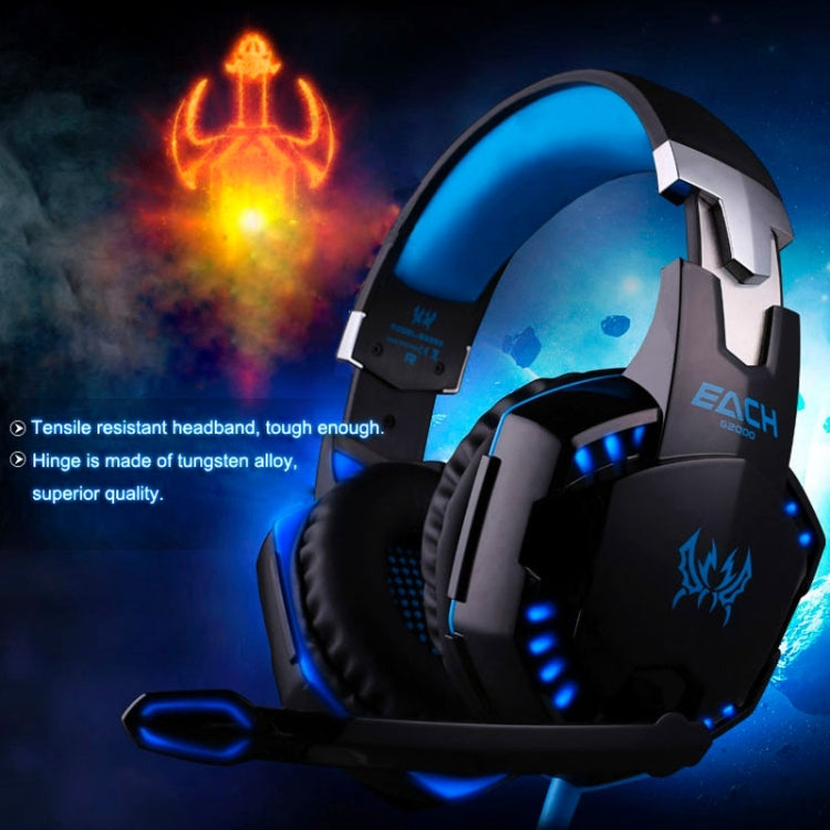 CADA Auricular supraaural estéreo para juegos G2000 con micrófono y luz LED para computadora, longitud del cable: 2,2 m