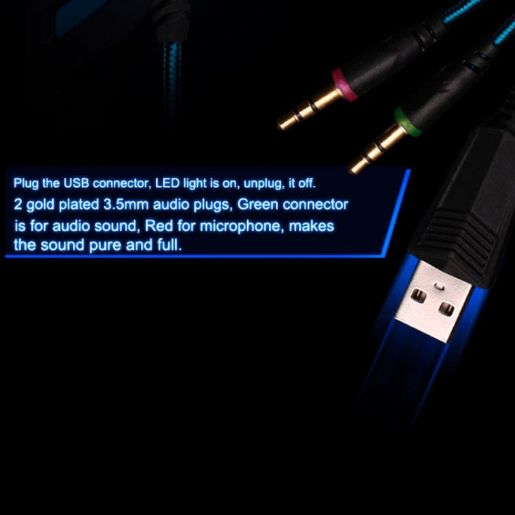 CADA Auricular supraaural estéreo para juegos G2000 con micrófono y luz LED para computadora, longitud del cable: 2,2 m