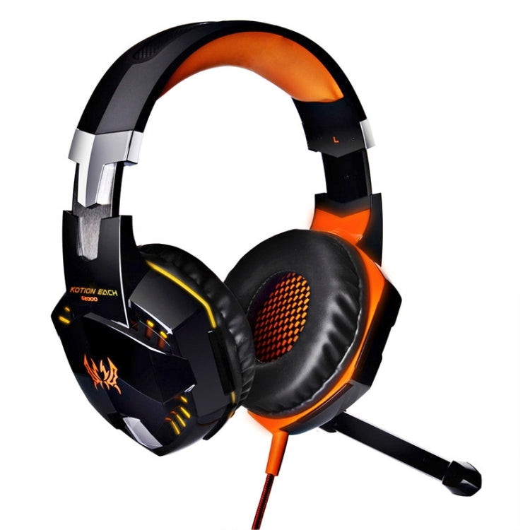 CADA Auricular supraaural estéreo para juegos G2000 con micrófono y luz LED para computadora, longitud del cable: 2,2 m