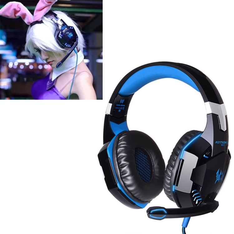 CADA Auricular supraaural estéreo para juegos G2000 con micrófono y luz LED para computadora, longitud del cable: 2,2 m