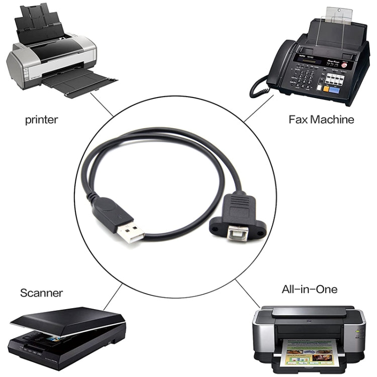 Cable adaptador de impresora/escáner USB 2.0 macho a USB 2.0 tipo B hembra para HP, Dell, Epson, longitud: 50 cm
