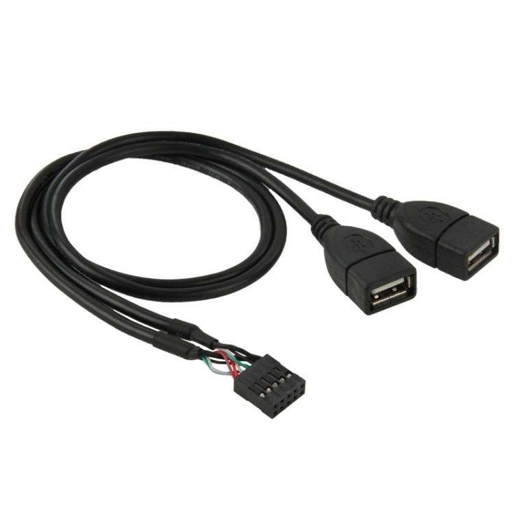 Conector hembra de placa base de 10 pines a cable adaptador hembra de 2 USB 2.0, longitud: 50 cm, 10 Pin Motherboard to 2 USB AF