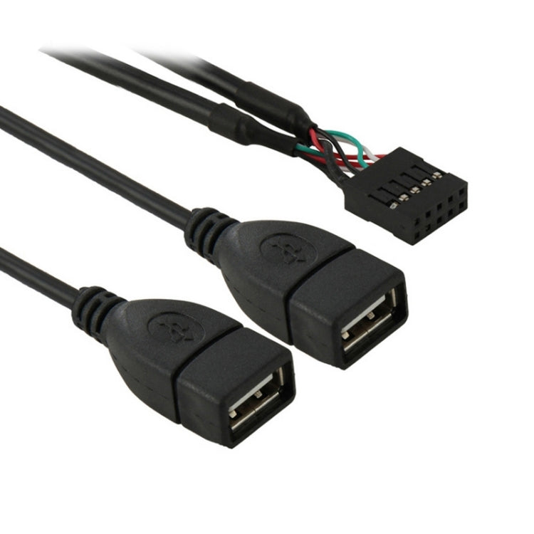 Conector hembra de placa base de 10 pines a cable adaptador hembra de 2 USB 2.0, longitud: 50 cm, 10 Pin Motherboard to 2 USB AF