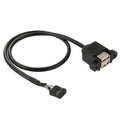 Conector hembra de placa base de 10 pines a cable adaptador hembra de 2 USB 2.0, longitud: 50 cm, 10 Pin Motherboard to 2 USB