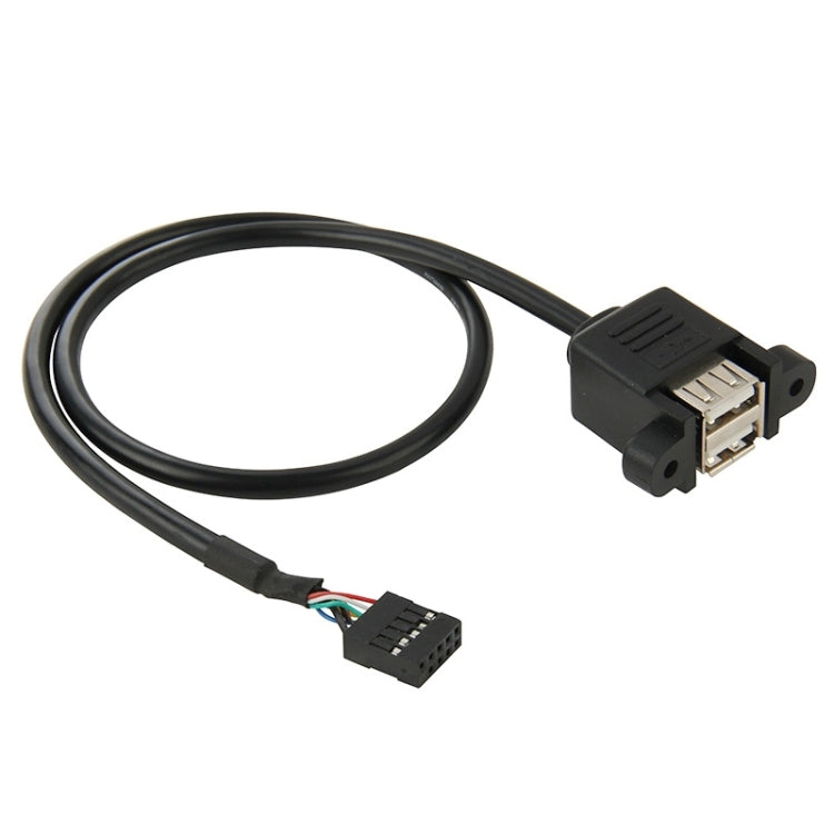 Conector hembra de placa base de 10 pines a cable adaptador hembra de 2 USB 2.0, longitud: 50 cm, 10 Pin Motherboard to 2 USB
