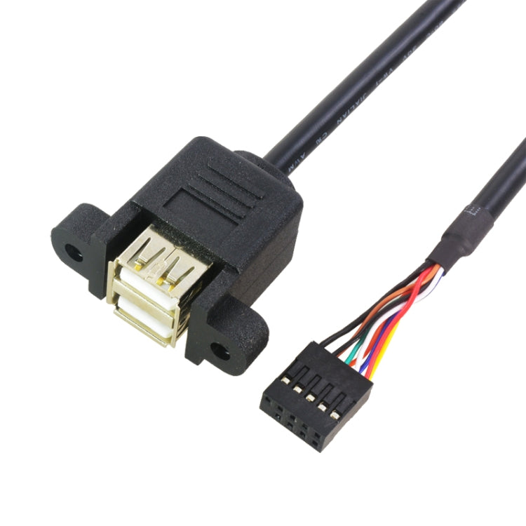 Conector hembra de placa base de 10 pines a cable adaptador hembra de 2 USB 2.0, longitud: 50 cm, 10 Pin Motherboard to 2 USB