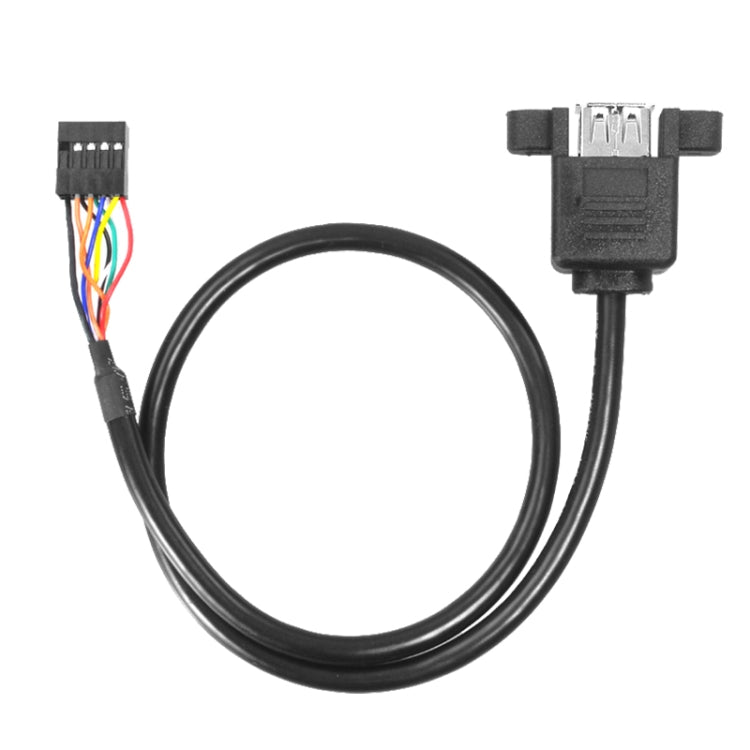 Conector hembra de placa base de 10 pines a cable adaptador hembra de 2 USB 2.0, longitud: 50 cm, 10 Pin Motherboard to 2 USB