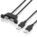 Cable de extensión de 2 USB 2.0 macho a USB 2.0 hembra de 2 puertos con 2 orificios para tornillos, longitud: 50 cm, 2 USB 2.0 AM to 2 USB AF