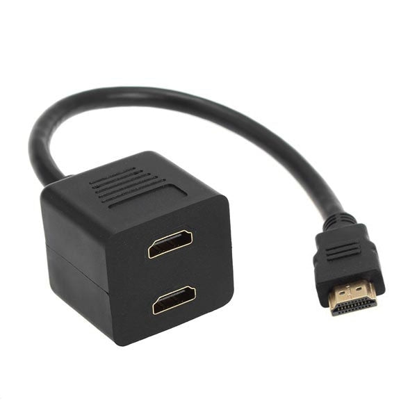 Adaptador divisor HDMI de 30 cm Conector divisor Y con 2 geles de acoplamiento (chapado en oro), 1 in 2  (Gold Plated)