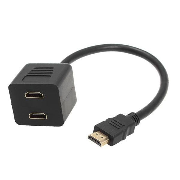 Adaptador divisor HDMI de 30 cm Conector divisor Y con 2 geles de acoplamiento (chapado en oro), 1 in 2  (Gold Plated)