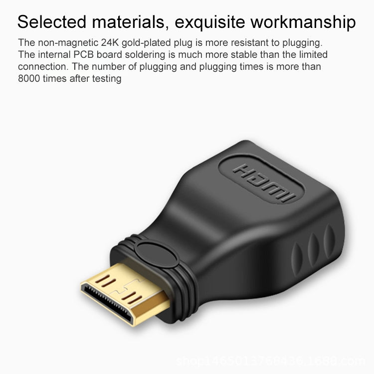 Adaptador mini HDMI macho chapado en oro a HDMI hembra de 19 pines, Mini HDMI Male to HDMI Female
