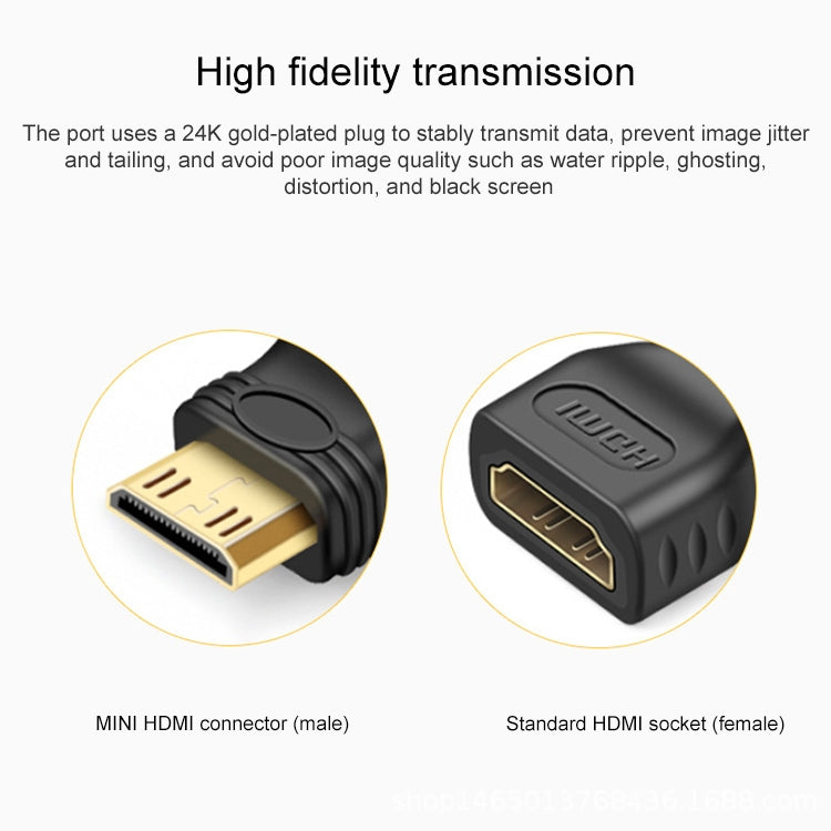 Adaptador mini HDMI macho chapado en oro a HDMI hembra de 19 pines, Mini HDMI Male to HDMI Female