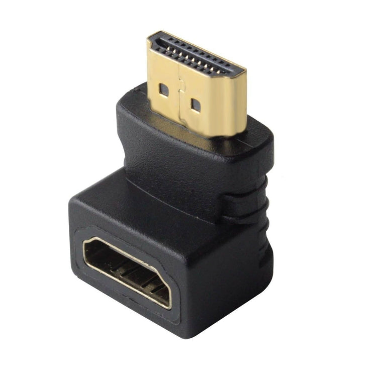 Adaptador HDMI de 19 pines macho a HDMI de 19 pines hembra en ángulo de 90 grados (chapado en oro), HDMI Male to Female