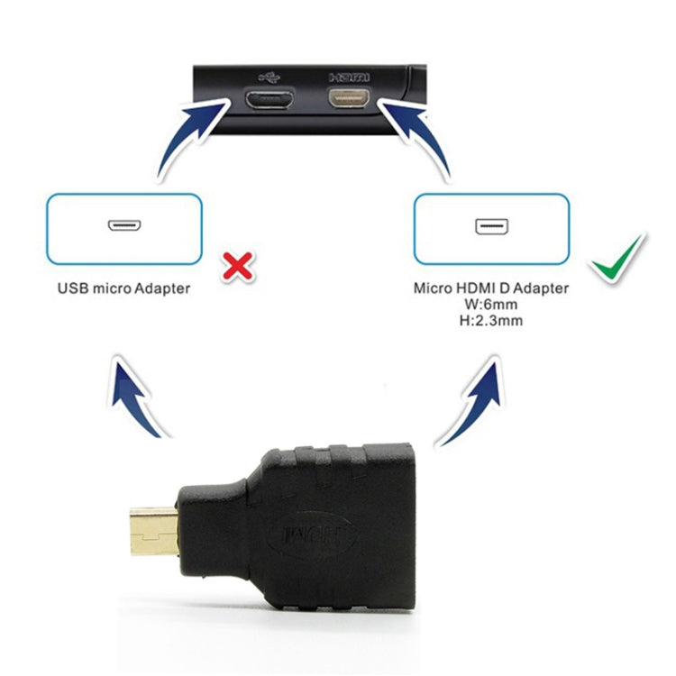 Adaptador Micro HDMI macho a HDMI hembra (chapado en oro), Micro HDMI Male to HDMI Female