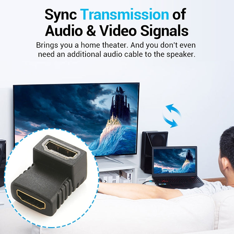 Acoplador de ángulo HDMI (hembra a hembra) - 90 grados (chapado en oro), HDMI Female to Female