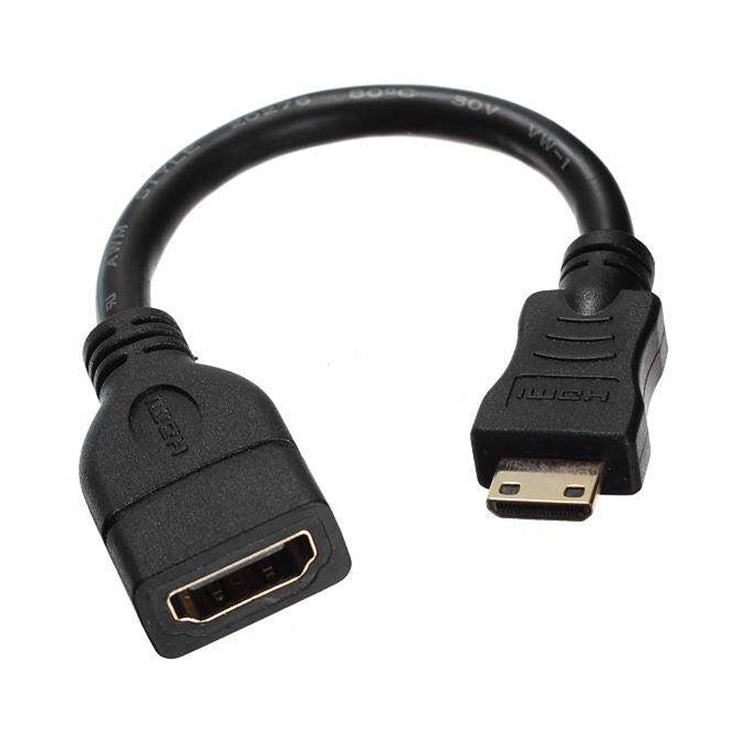 Cable mini HDMI macho chapado en oro de 16 cm a HDMI hembra de 19 pines, Mini HDMI Male, Length: 16cm