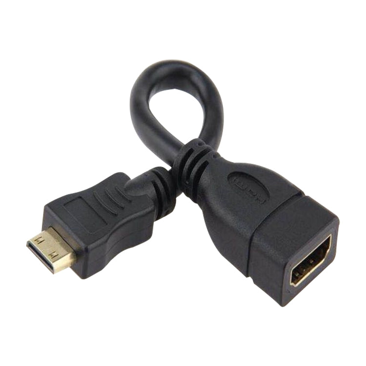 Cable mini HDMI macho chapado en oro de 16 cm a HDMI hembra de 19 pines, Mini HDMI Male, Length: 16cm