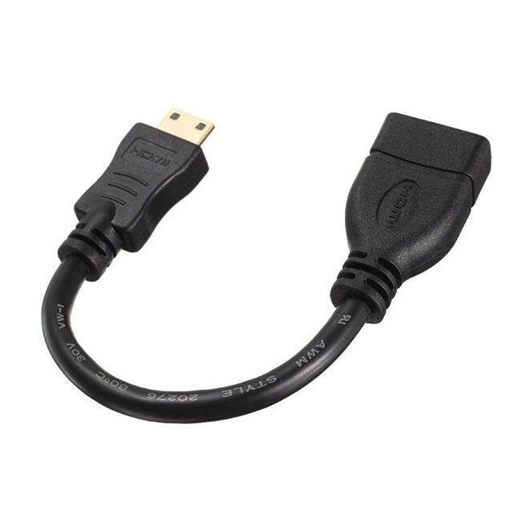 Cable mini HDMI macho chapado en oro de 16 cm a HDMI hembra de 19 pines, Mini HDMI Male, Length: 16cm