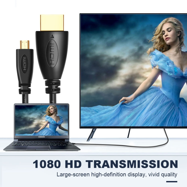 Varón micro plateado oro de 3D 1080P HDMI del 1.8m al cable masculino de HDMI para el teléfono móvil, cámaras, GoPro, Gold Plated Micro HDMI, Length: 1.8m