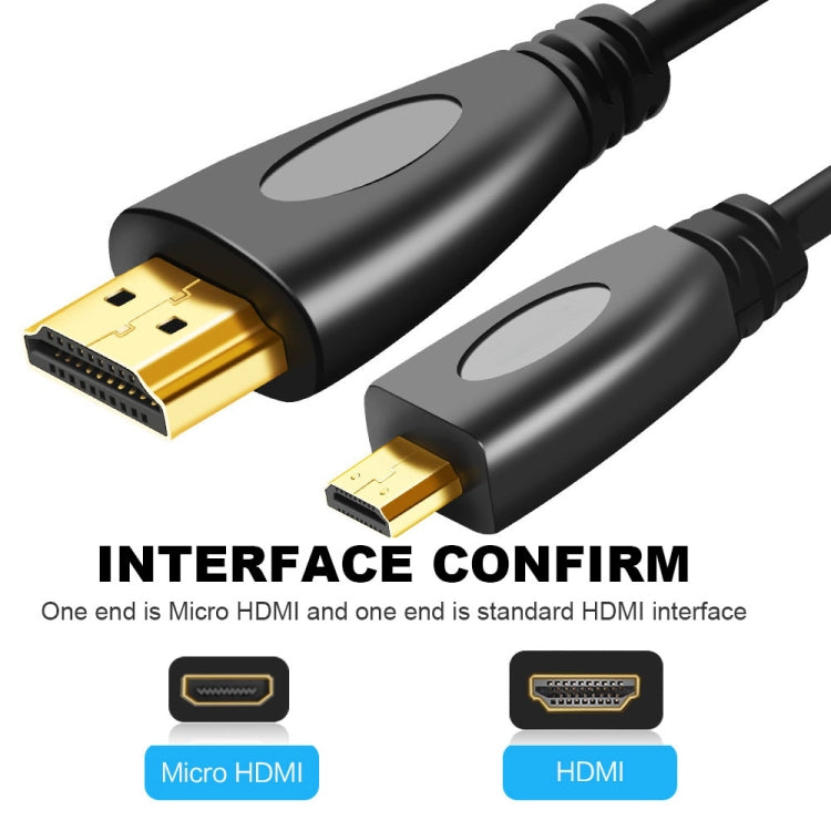 Varón micro plateado oro de 3D 1080P HDMI del 1.5m al cable masculino de HDMI para el teléfono móvil, cámaras, GoPro, Gold Plated Micro HDMI, Length: 1.5m