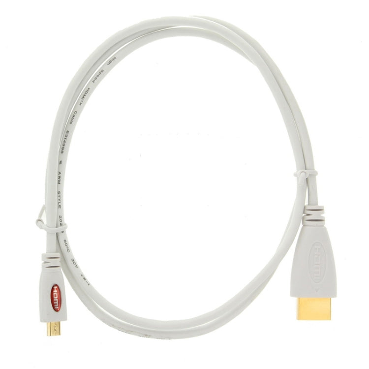Cable Micro HDMI macho a HDMI macho chapado en oro de 1 m, versión 1.4 (blanco), Length: 1m