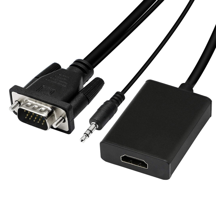 Adaptador de caja convertidora de vídeo VGA + Audio a Full HD 1080P HDMI para HDTV, HDMI Female to VGA Male + Adudio Black