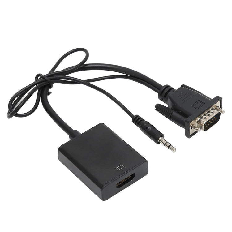 Adaptador de caja convertidora de vídeo VGA + Audio a Full HD 1080P HDMI para HDTV, HDMI Female to VGA Male + Adudio Black