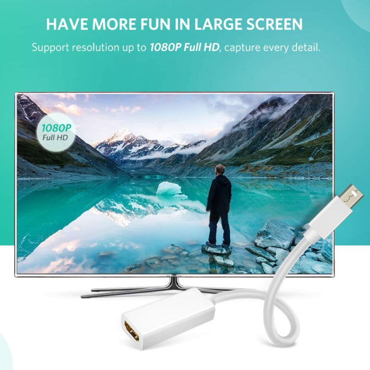 Adaptador de cable de puerto Mini DisplayPort macho a HDMI hembra Full HD 1080P, longitud: 20 cm, Mini DP to HDMI White