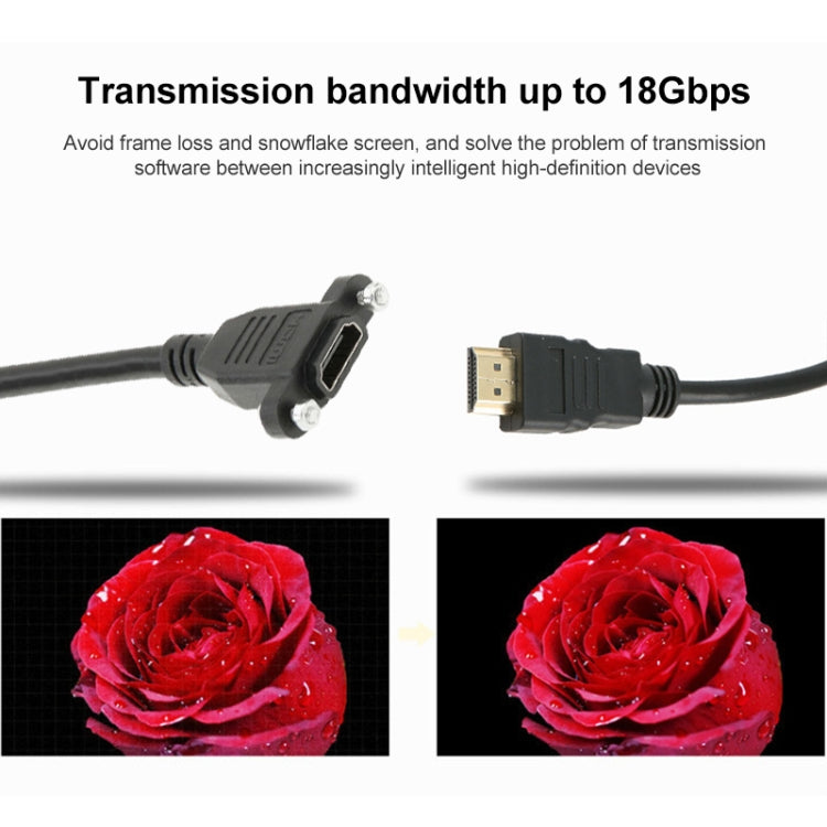 Cable adaptador de conector hembra HDMI de 19 pines macho a HDMI de alta velocidad de 50 cm, HDMI Male with Ear Hole, Length: 50cm
