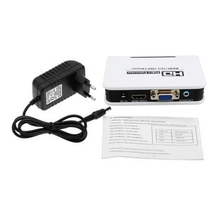 Adaptador HDMI a VGA de 1080P, Cable convertidor de Audio y vídeo Digital a analógico para Xbox 360, PS3, PS4, PC, portátil, TV Box y proyector, HDMI to VGA (White)