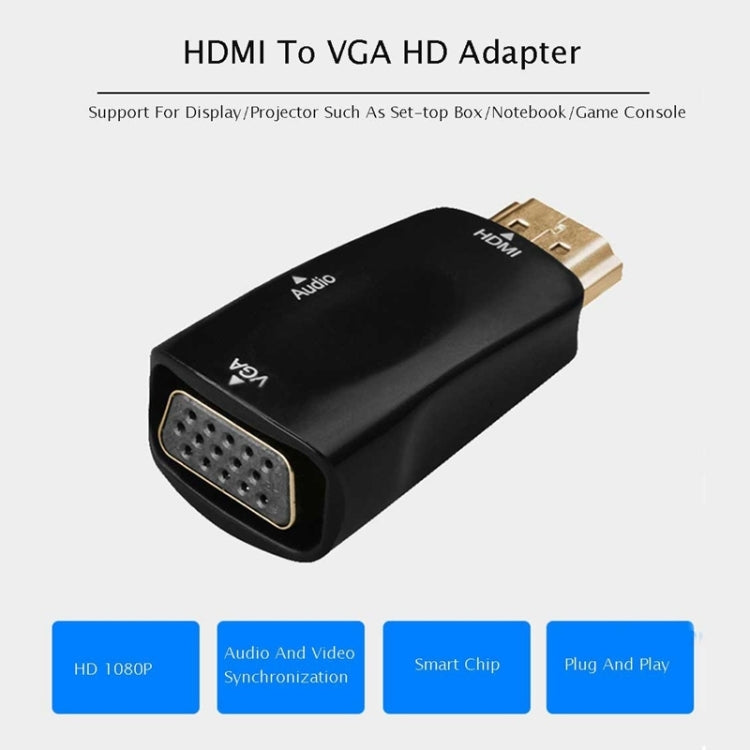 Full HD 1080P HDMI a VGA y adaptador de audio para HDTV / Monitor / Proyector, HDMI Male to VGA + Audio (Black), HDMI Male to VGA + Audio (White)