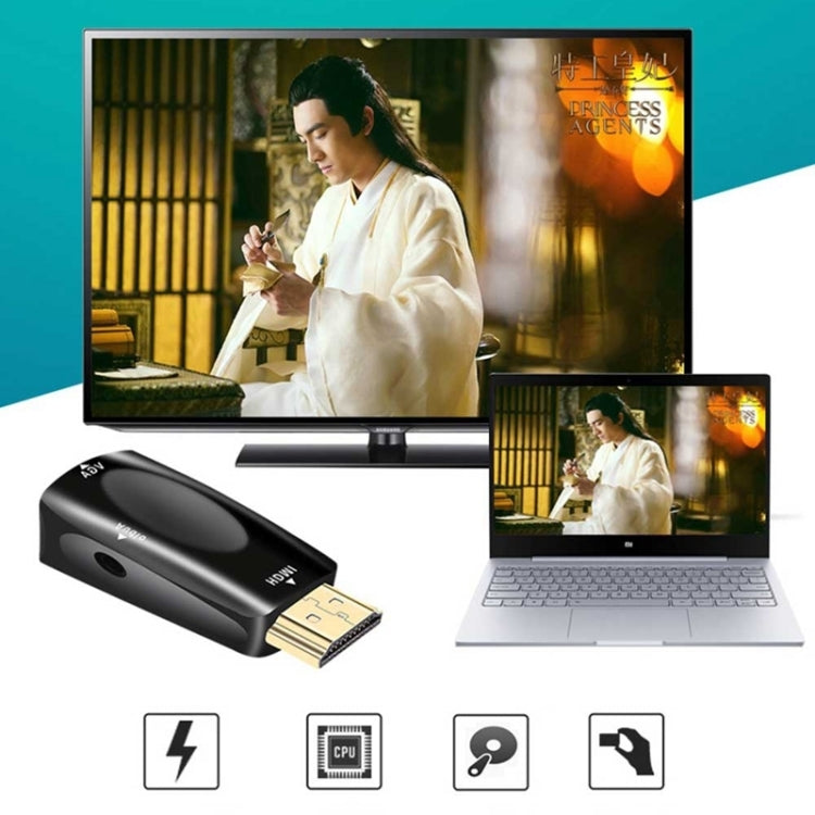 Full HD 1080P HDMI a VGA y adaptador de audio para HDTV / Monitor / Proyector, HDMI Male to VGA + Audio (Black), HDMI Male to VGA + Audio (White)