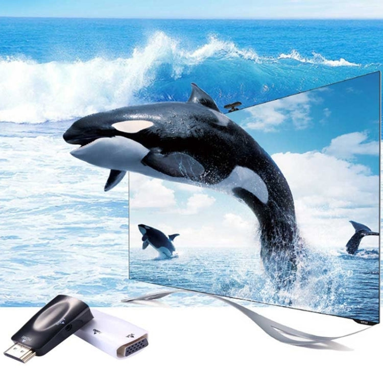 Full HD 1080P HDMI a VGA y adaptador de audio para HDTV / Monitor / Proyector, HDMI Male to VGA + Audio (Black), HDMI Male to VGA + Audio (White)