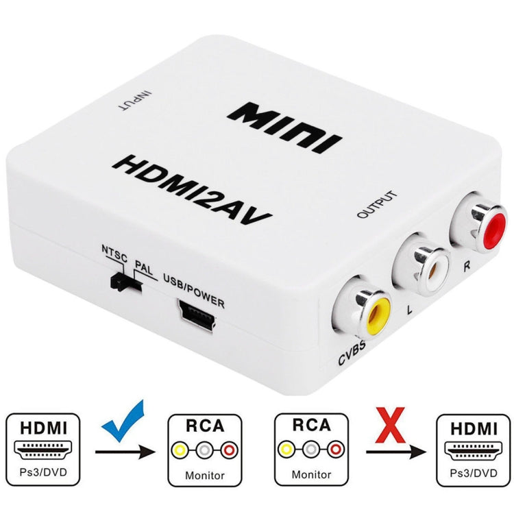 VK-126 Adaptador convertidor de audio MINI HDMI a CVBS/L+R (escalador), MINI HDMI to CVBS/L+R
