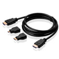 Kit adaptador de cable HDMI 3 en 1 Full HD 1080P (cable HDMI de 1,5 m + adaptador HDMI a Mini HDMI + adaptador HDMI a Micro HDMI)