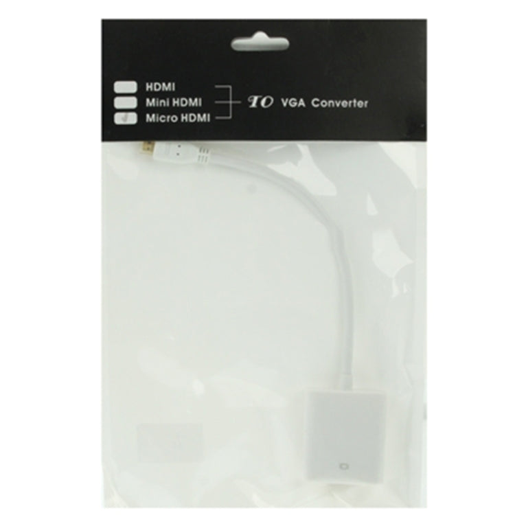 Cable adaptador de vídeo hembra Micro HDMI macho a VGA de 22 cm, compatible con Full HD 1080P, Micro HDMI Male to VGA Female