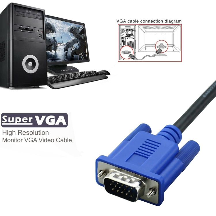 Cable VGA de alta calidad de 15 pines macho a VGA de 15 pines macho para monitor/proyector LCD, 5m, 5m