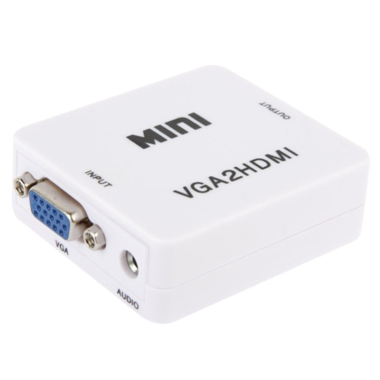 Convertidor de audio y vídeo 1080P Mini VGA a HDMI para HDTV, PC, computadora portátil y DVD, Mini VGA to HDMI
