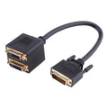 Adaptador de cable 24+1 DVI macho a 2 DVI hembra, longitud: 30 cm, 2 DVI 24+1 Pin Female
