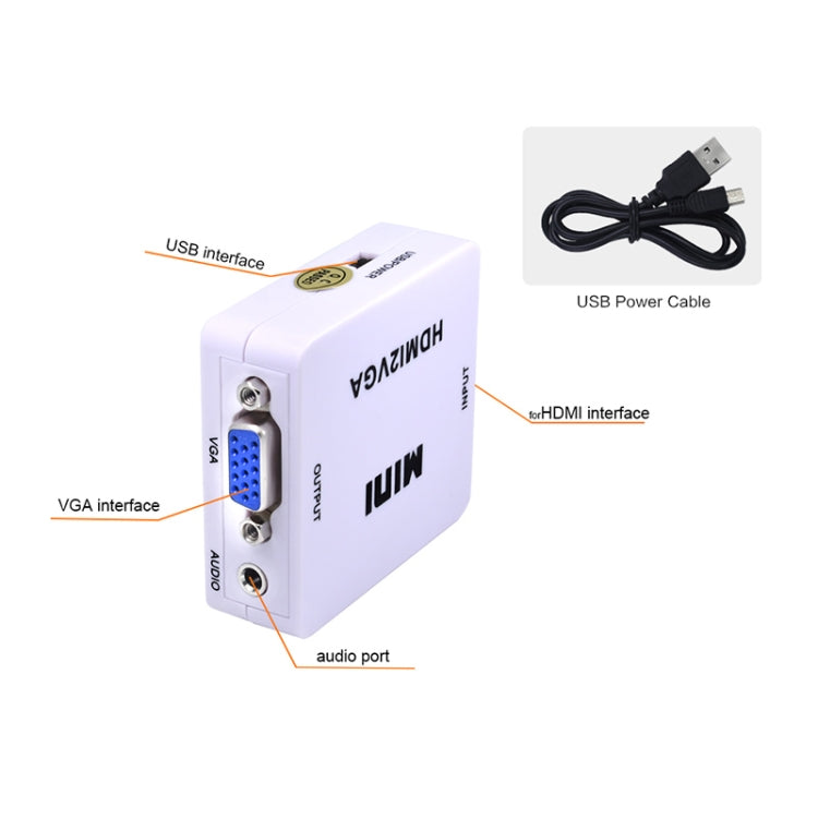 Convertidor de audio Mini HDMI a VGA, Mini HDMI to VGA