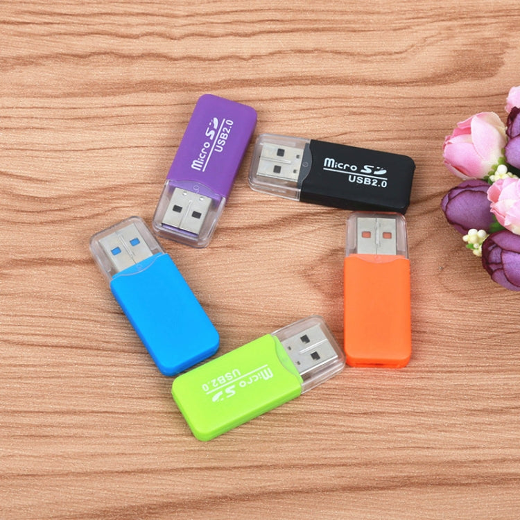 Adaptador de lector de tarjetas T-Flash USB 2.0 Micro SD TF portátil de 20 piezas, hasta 480 Mbps, entrega de colores aleatorios